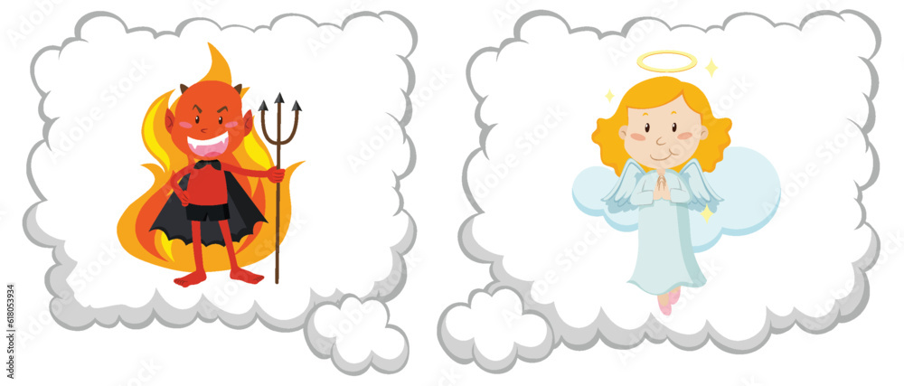Fototapeta premium Good and bad thought isolated