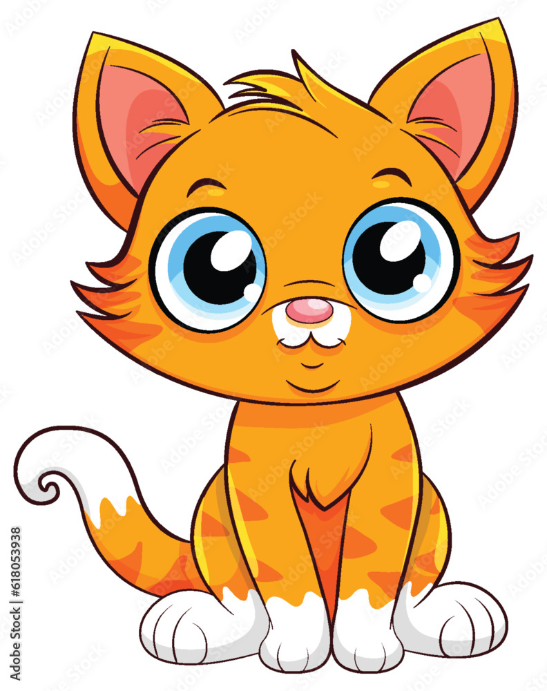 Little Cute Cat Cartoon Character
