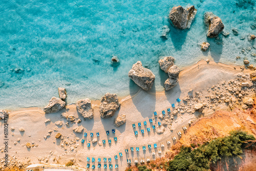 Aerial view of beautiful beach in Greece photo