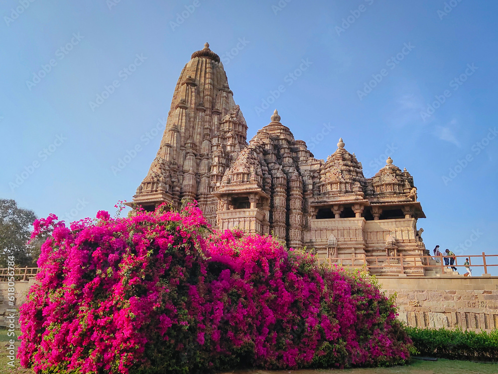 Kandariya Mahadeva Temple, dedicated to Shiva, Khajuraho, Madya Pradesh, India. Khajuraho is  World heritage site and is popular tourist destination.