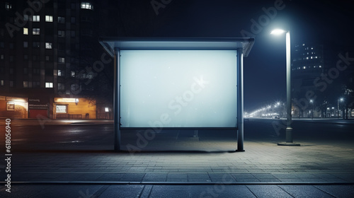 Mockup of blank advertising light box on the bus stop