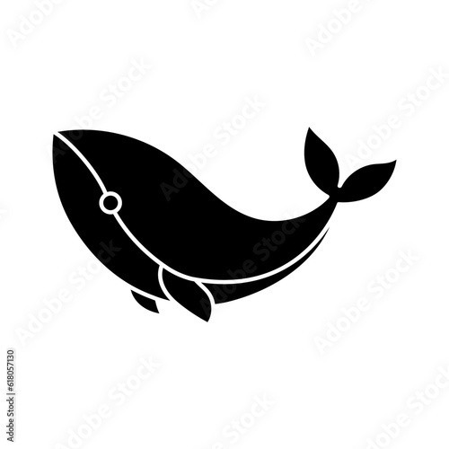 Baby whale icon vector. Whale illustration sign. Sperm whale symbol. Sea life logo.