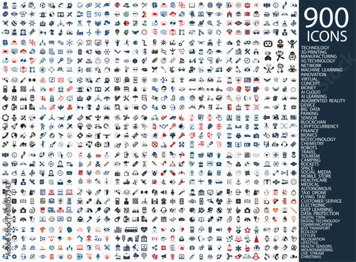Large collection of vector icons arranged in a set photo