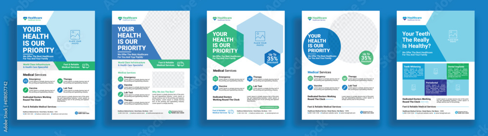 Fototapeta premium Medical Healthcare Flyer Design Template, Health medical flyer, Healthcare cover a4 template, Corporate healthcare and medical flyer or poster design layout