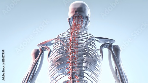 3d illustration of the human spine. backache. Back Bone. medical concept. generative ai