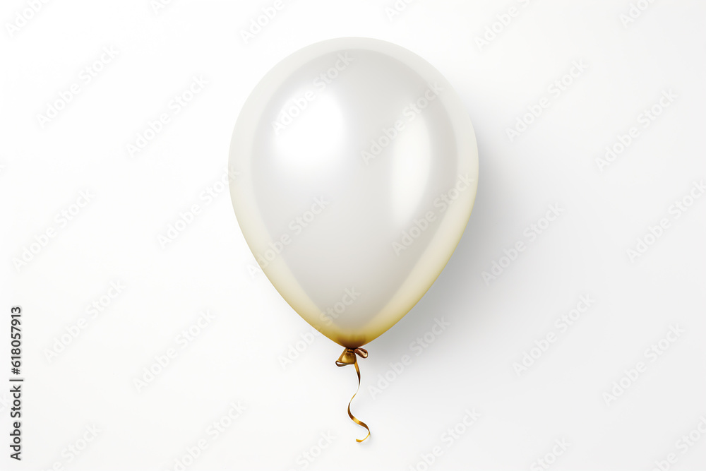White and gold balloon on white background