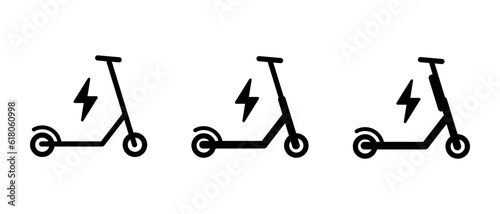 Electric scooter vector icon set.  Eco-friendly transportation scooter symbol