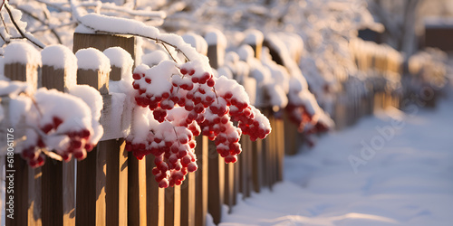 Winter's Delight: Rowan Bunches and Snow-Covered Red Berries