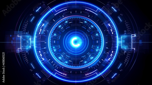 Futuristic HUD circle background. Digital technology concept. Generative ai