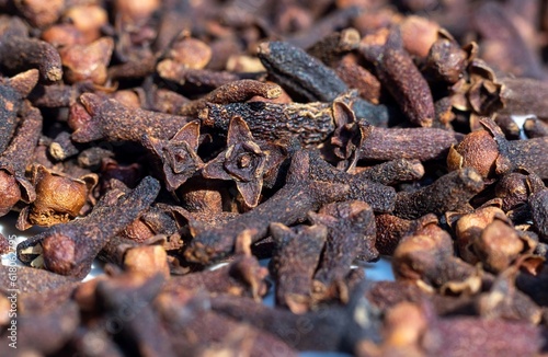 Macro of Dry Clove Isolated on Cloves Stack in Horizontal Orientation
