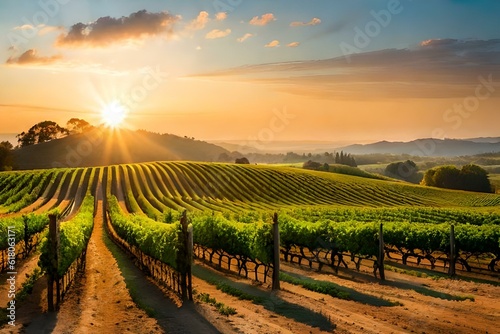 vineyard at sunset