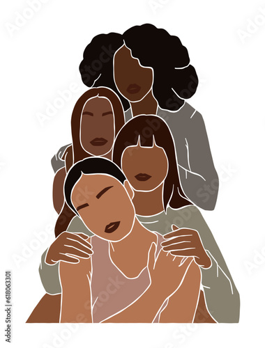 Abstract girl best friends illustration. Vector illustration.