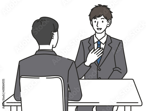 面接をする男性