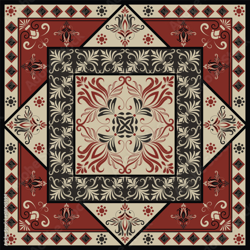 Palestinian fashion accessories Design rugs and handkerchiefs. Rectangle vector pattern. carpet