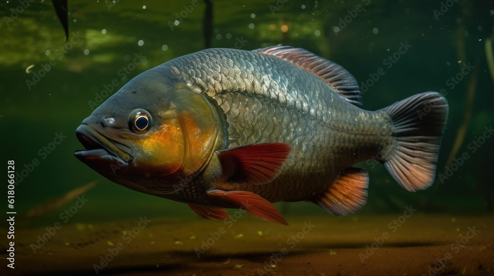close up view of head of swimming piranha fish close up view of head of swimming piranha fish