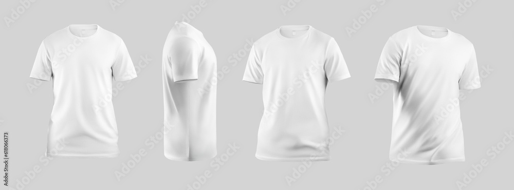 Εκτύπωση καμβά White men's t-shirt mockup 3D rendering, sports shirt for design, pattern, front, side view