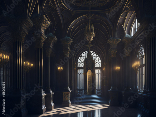 Beautiful interior of the royal palace. 3d render illustration.