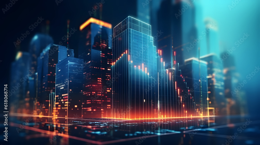 Fototapeta premium Trading in Crisis: Financial Graph on Abstract Background Reflecting a Market Turmoil