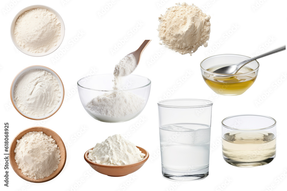 SET of different collagen in a powder, in liquid, isolated, transparent SET of different collagen in a powder, in liquid, isolated, transparent
