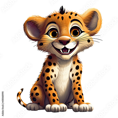 Cartoon of cheetah. Animal clipart illustration. Generative AI