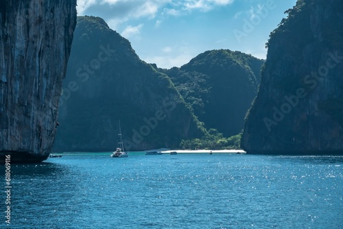 Phi Phi islands seascape on sunny summer day.