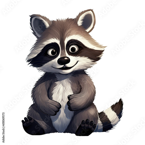 Cartoon of raccoon. Animal clipart illustration. Generative AI