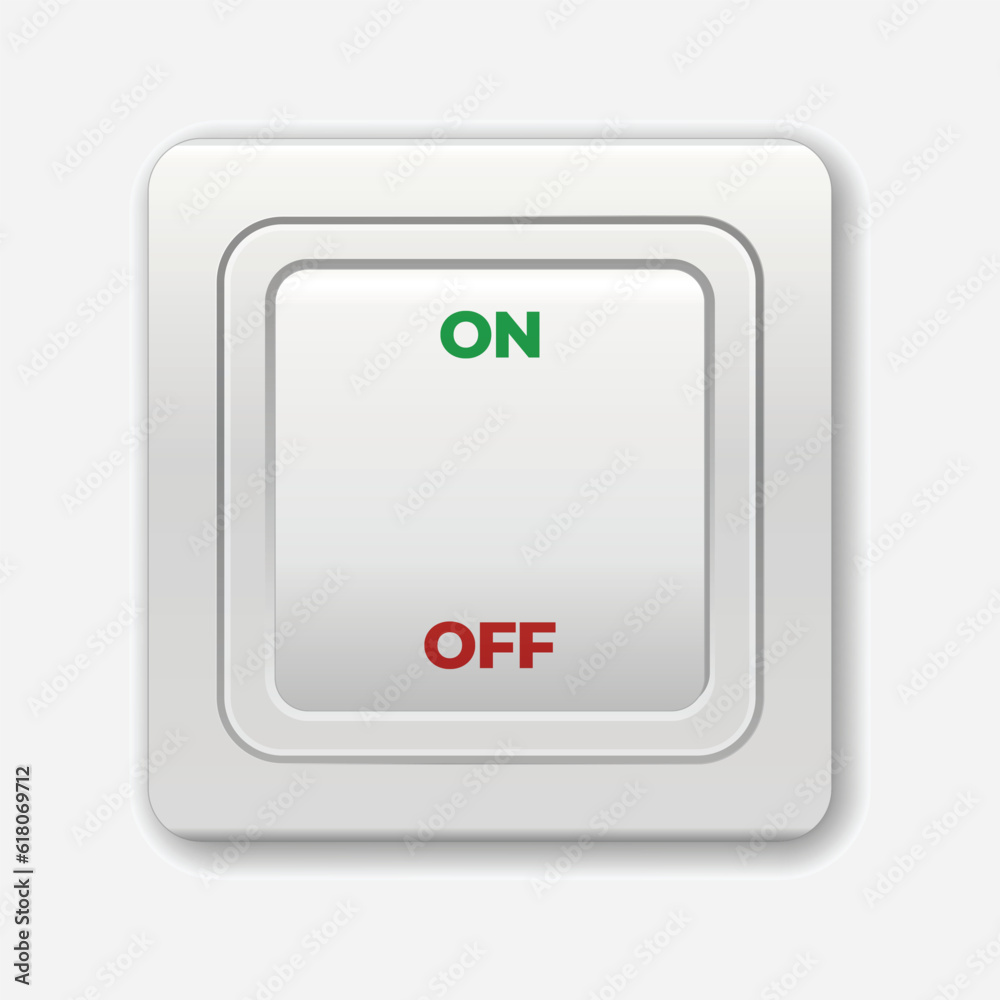 Light and dark buttons. Light switch. Electric switch in ON and OFF