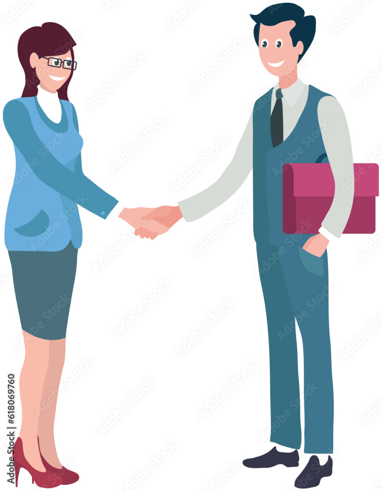 Φωτογραφία Meeting in office of businessman and businesswoman handshake, making corporate finance deal, teamwork solution, successful partnership