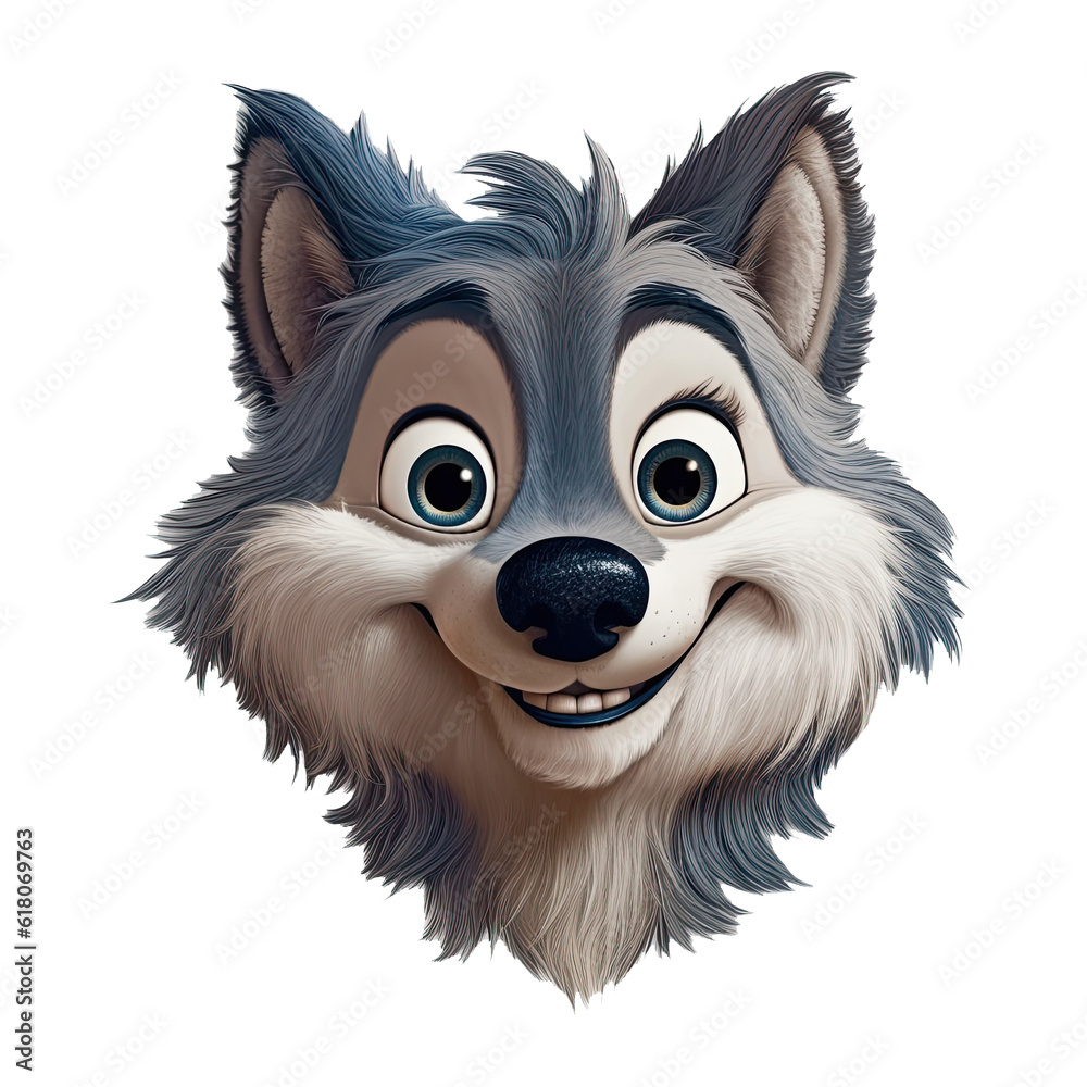 Cartoon of wolf. Animal clipart illustration. Generative AI