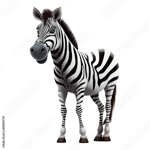 Cartoon of zebra. Animal clipart illustration. Generative AI