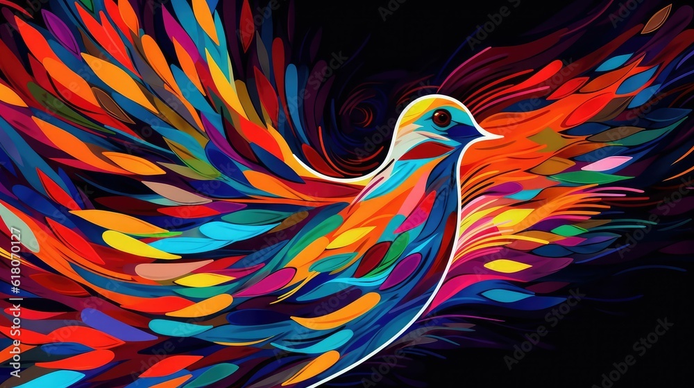 Obraz premium dove with colorful art
