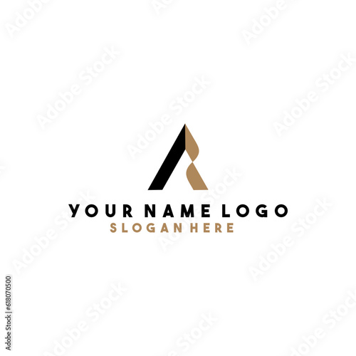 black and gold (A+R) simple logo isolated on white background.good for clothing logo.