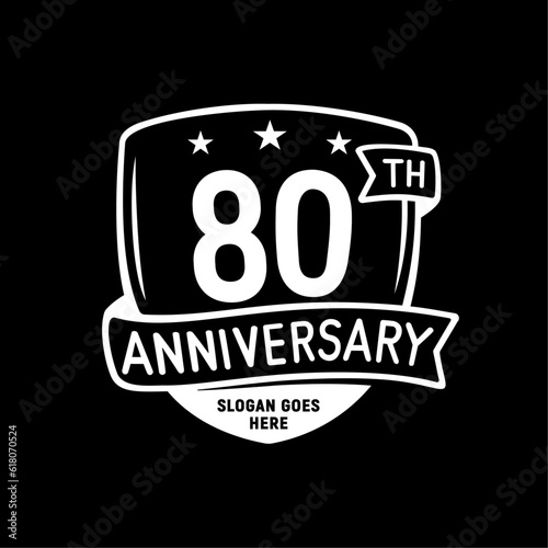 80 years anniversary celebration shield design template. 80th anniversary logo. Vector and illustration.
