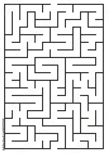 Abstract maze. Find right way. Isolated simple square maze black line on white background. Vector illustration.