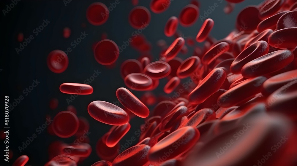 AI generated illustration of red blood cells in a blood vessel AI generated illustration of red blood cells in a blood vessel