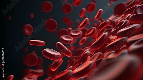 AI generated illustration of red blood cells in a blood vessel