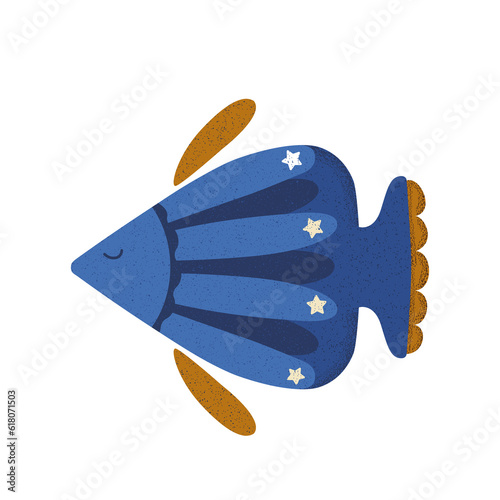 fish illustration blue summer isolated