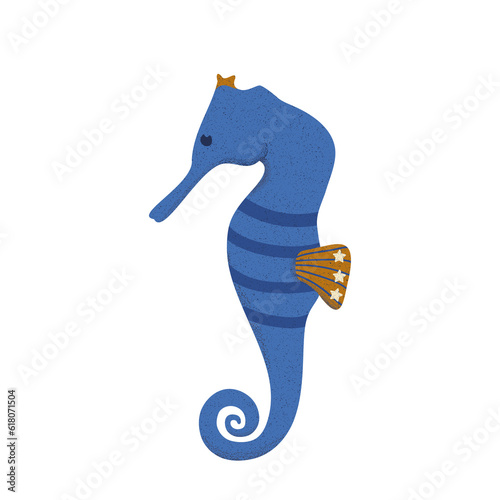 Seahorse illustration blue summer isolated