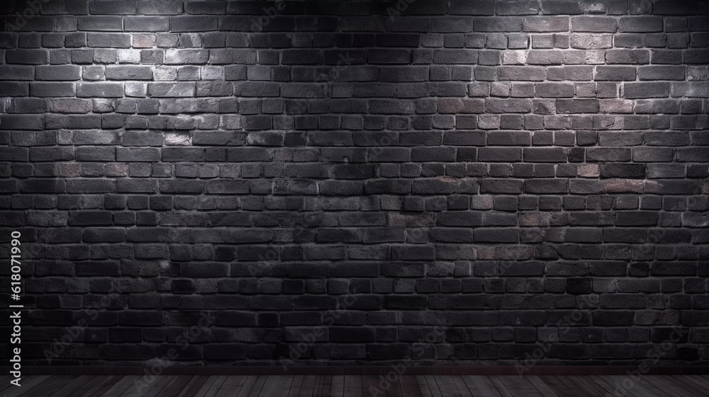 Black Brick Wall and Wooden Floor Black Brick Wall and Wooden Floor