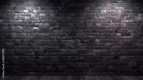 Black Brick Wall and Wooden Floor