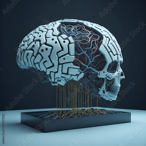 A robotic brain, powered by AI, crunching data to predict future changes and trends.
 photo