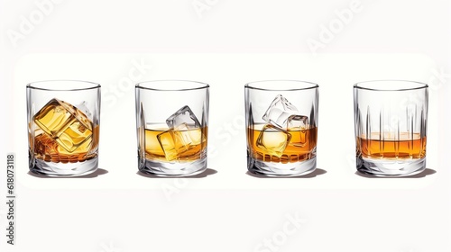 glasses with whiskey on the background - Generative AI technology