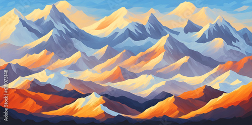 Mountains Range landscape. AI generated illustration