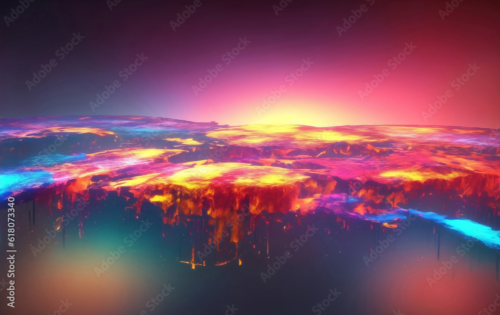 Glowing abstract panoramic background, Generative AI Illustration.