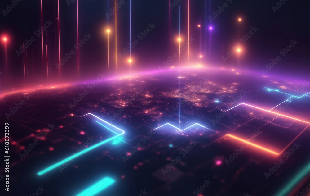 Obraz premium Digital internet big data, Generative AI Illustration.