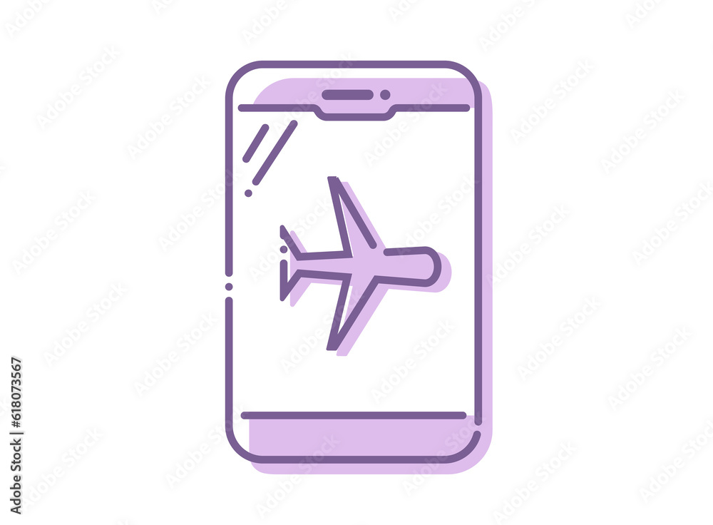 Obraz premium スマホ 機内モード 紫