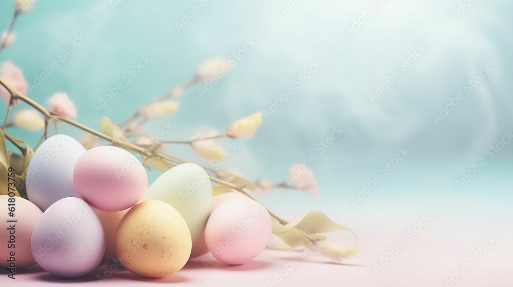 AI generated illustration of colorful Easter eggs against a vibrant, eye-catching backdrop