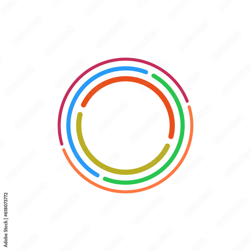 Logo of a circular labyrinth empty inside. Сolorful round maze symbol. Logo of a circular labyrinth empty inside. Сolorful round maze symbol.