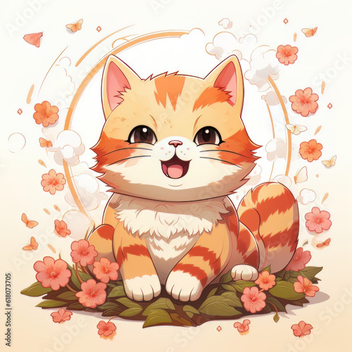 China cat  Optimistic  cute  sticker