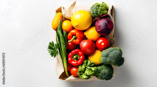 vegetables in a basket on a white background  created with Generative AI 